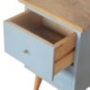Blue Hand-Painted Bedside Table | Solid Mango Wood | Artisan Pattern | Bedroom Storage