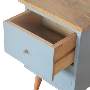 Blue Hand-Painted Bedside Table | Solid Mango Wood | Artisan Pattern | Bedroom Storage