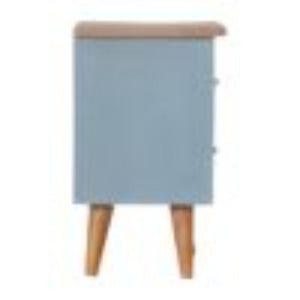 Blue Hand-Painted Bedside Table | Solid Mango Wood | Artisan Pattern | Bedroom Storage