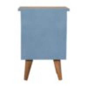 Blue Hand-Painted Bedside Table | Solid Mango Wood | Artisan Pattern | Bedroom Storage