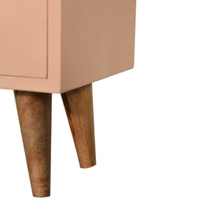 Blush Pink Hand Painted Bedside Table | Solid Mango Wood | Oak Finish | 2 Drawer Nightstand