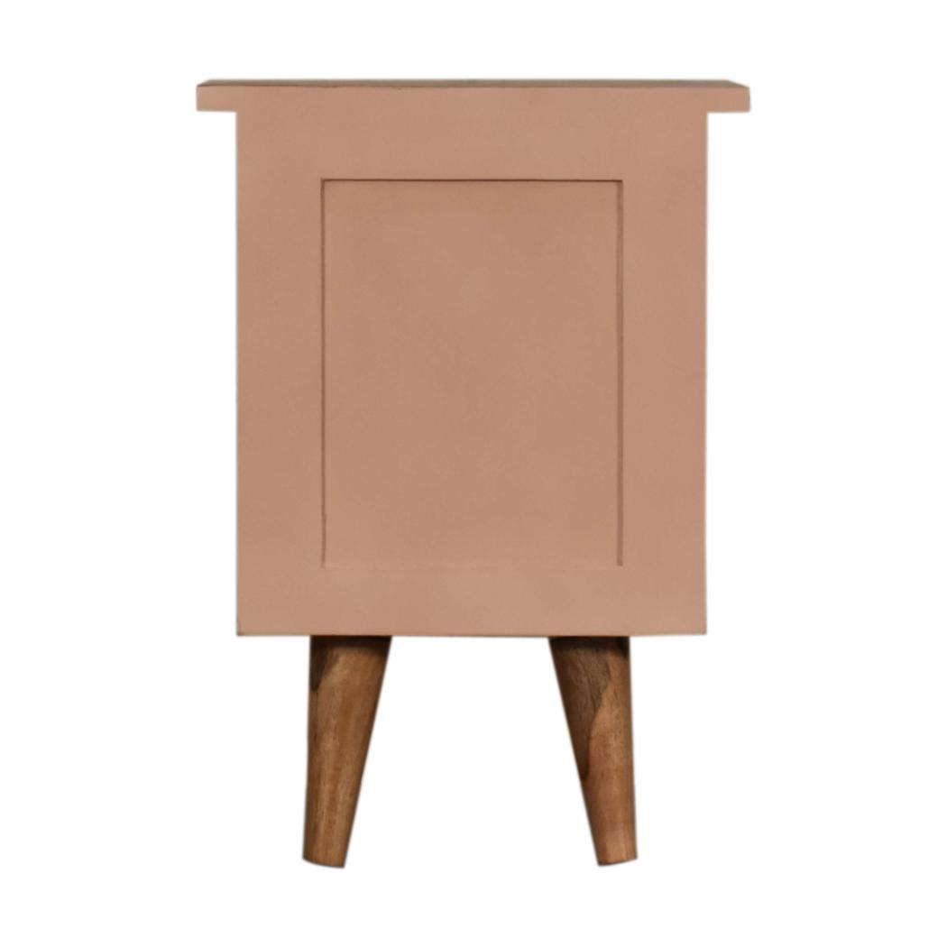 Blush Pink Hand Painted Bedside Table | Solid Mango Wood | Oak Finish | 2 Drawer Nightstand