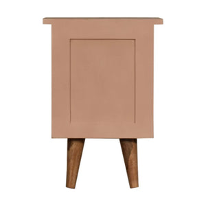 Blush Pink Hand Painted Bedside Table | Solid Mango Wood | Oak Finish | 2 Drawer Nightstand