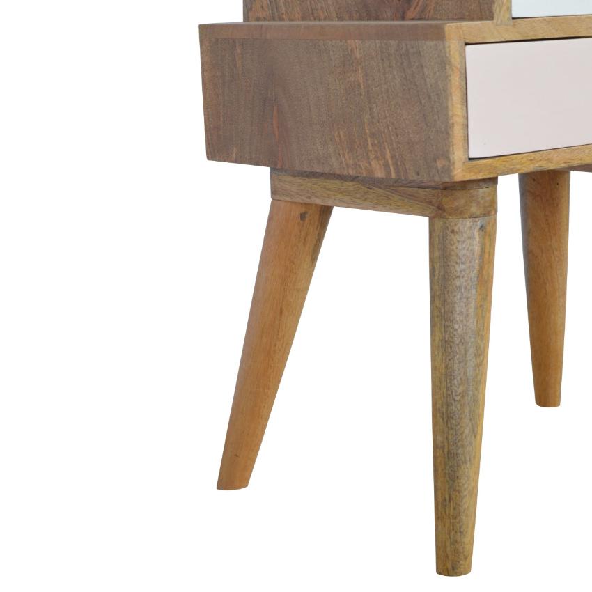 Blush Pink & White Bedside Table | 2 Drawers | Solid Mango Wood