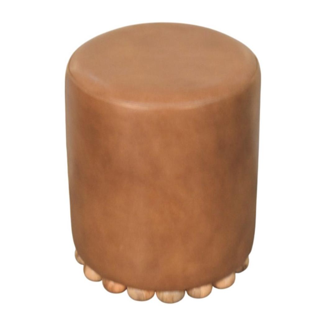 Bola Leather Stool | Leather Texture | Accent Seating