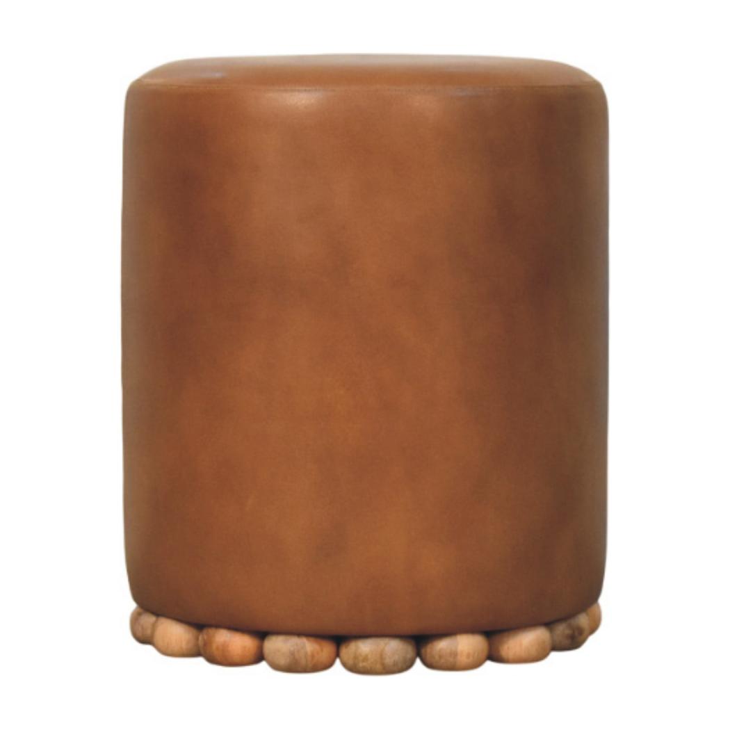 Bola Leather Stool | Leather Texture | Accent Seating
