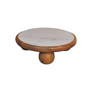 Bola Round Coffee Table | Solid Mango Wood | Marble Top | Oakish Finish