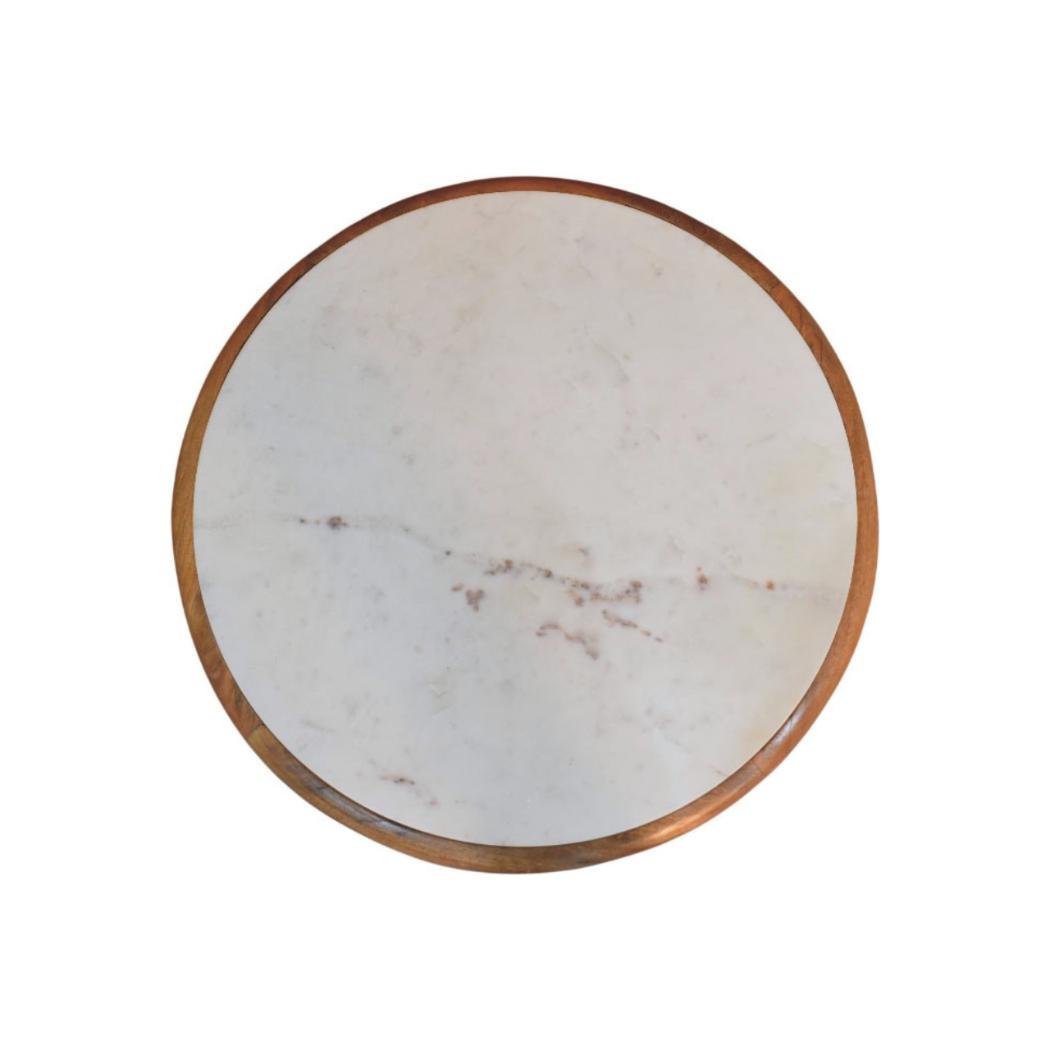 Bola Round Coffee Table | Solid Mango Wood | Marble Top | Oakish Finish