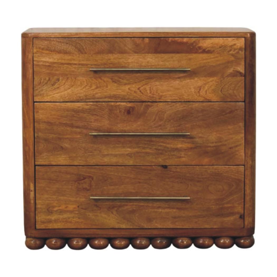 Bola Three Drawer Chest | Rounded Bedroom Storage