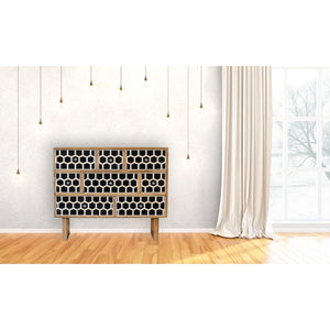 Bone Inlay Chest of Drawers | Solid Mango Wood | U-Shape Design | Hand-Inlaid Fronts