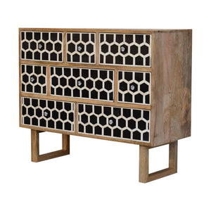 Bone Inlay Chest of Drawers | Solid Mango Wood | U-Shape Design | Hand-Inlaid Fronts