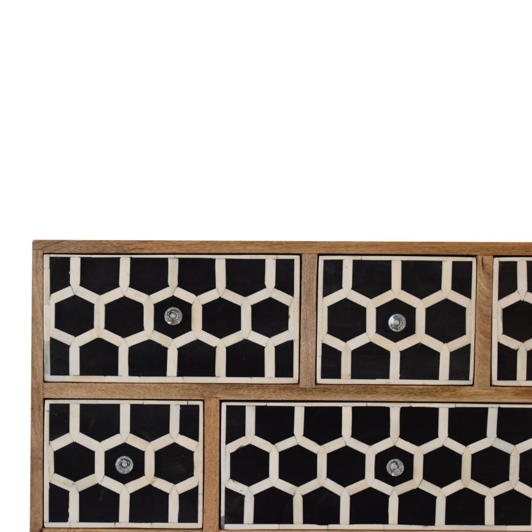 Bone Inlay Chest of Drawers | Solid Mango Wood | U-Shape Design | Hand-Inlaid Fronts
