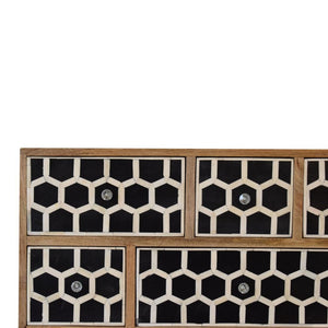 Bone Inlay Chest of Drawers | Solid Mango Wood | U-Shape Design | Hand-Inlaid Fronts