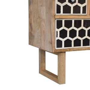 Bone Inlay Chest of Drawers | Solid Mango Wood | U-Shape Design | Hand-Inlaid Fronts