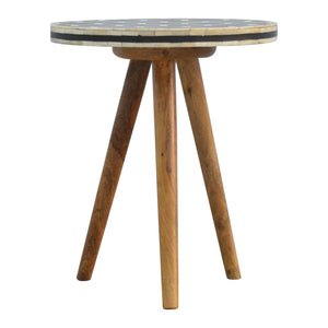 Bone Inlay Tripod Stool | Handcrafted Pattern | Three-Leg Accent Seating