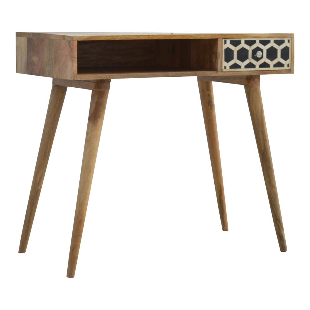 Bone Inlay Writing Desk | Decorative Pattern | Statement Home Office Table