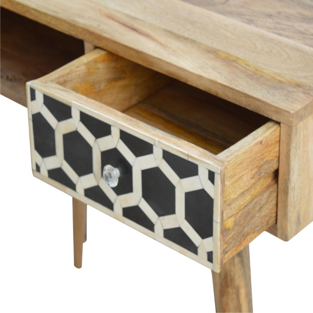 Bone Inlay Writing Desk | Decorative Pattern | Statement Home Office Table