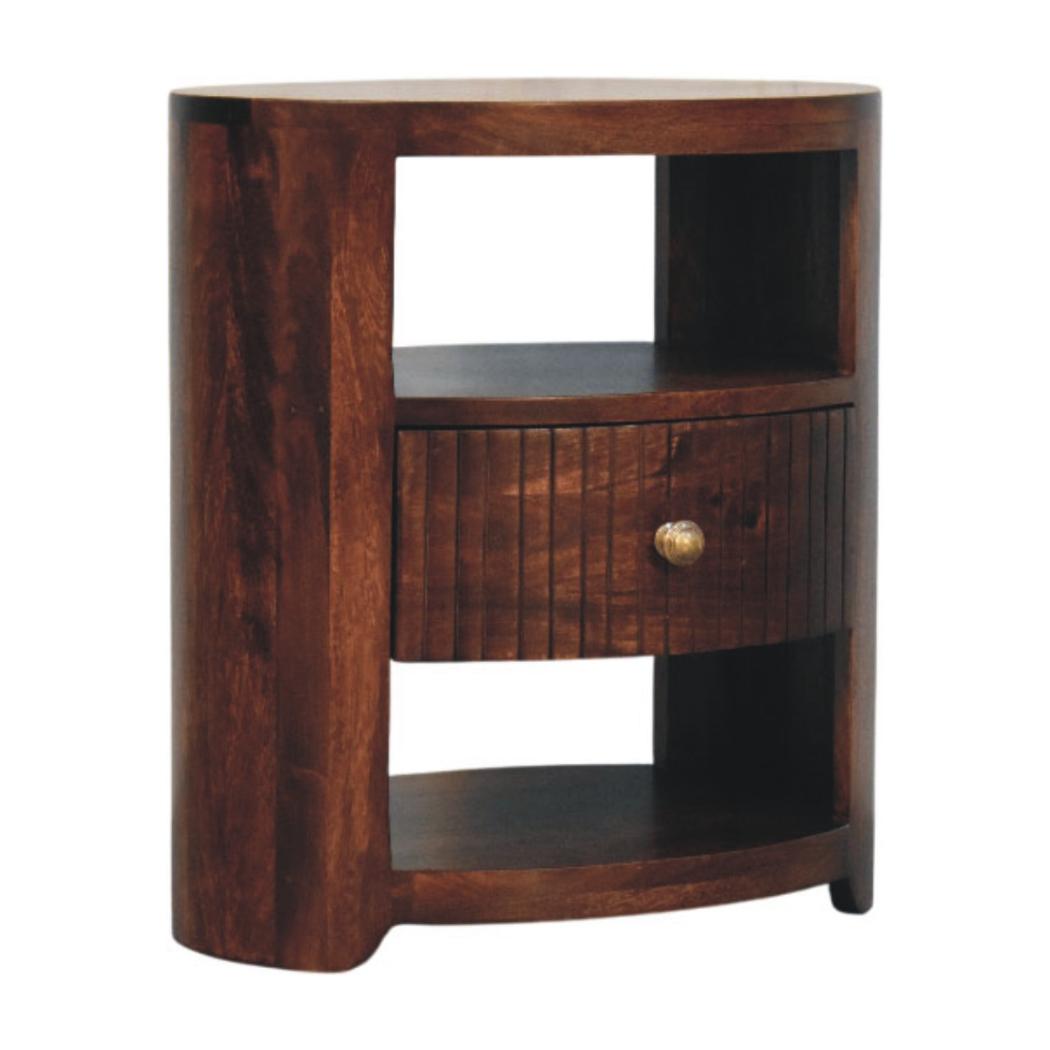 Bordeaux Bedside Table | Solid Mango Wood | Chestnut Finish | Compact Bedroom Storage