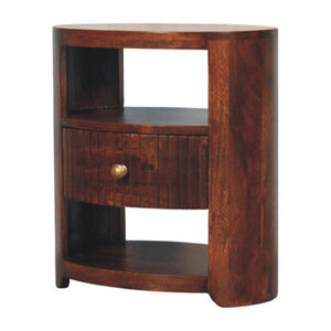 Bordeaux Bedside Table | Solid Mango Wood | Chestnut Finish | Compact Bedroom Storage