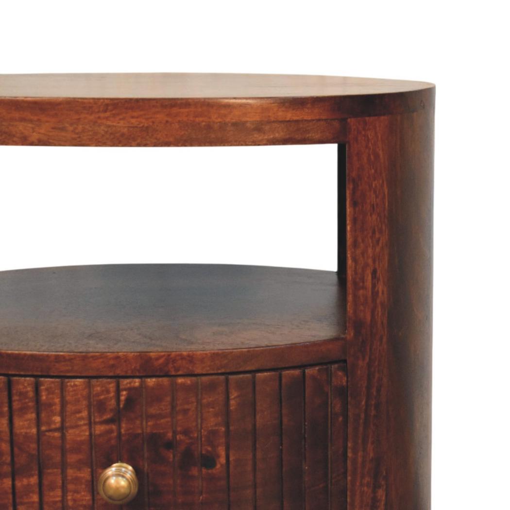 Bordeaux Bedside Table | Solid Mango Wood | Chestnut Finish | Compact Bedroom Storage