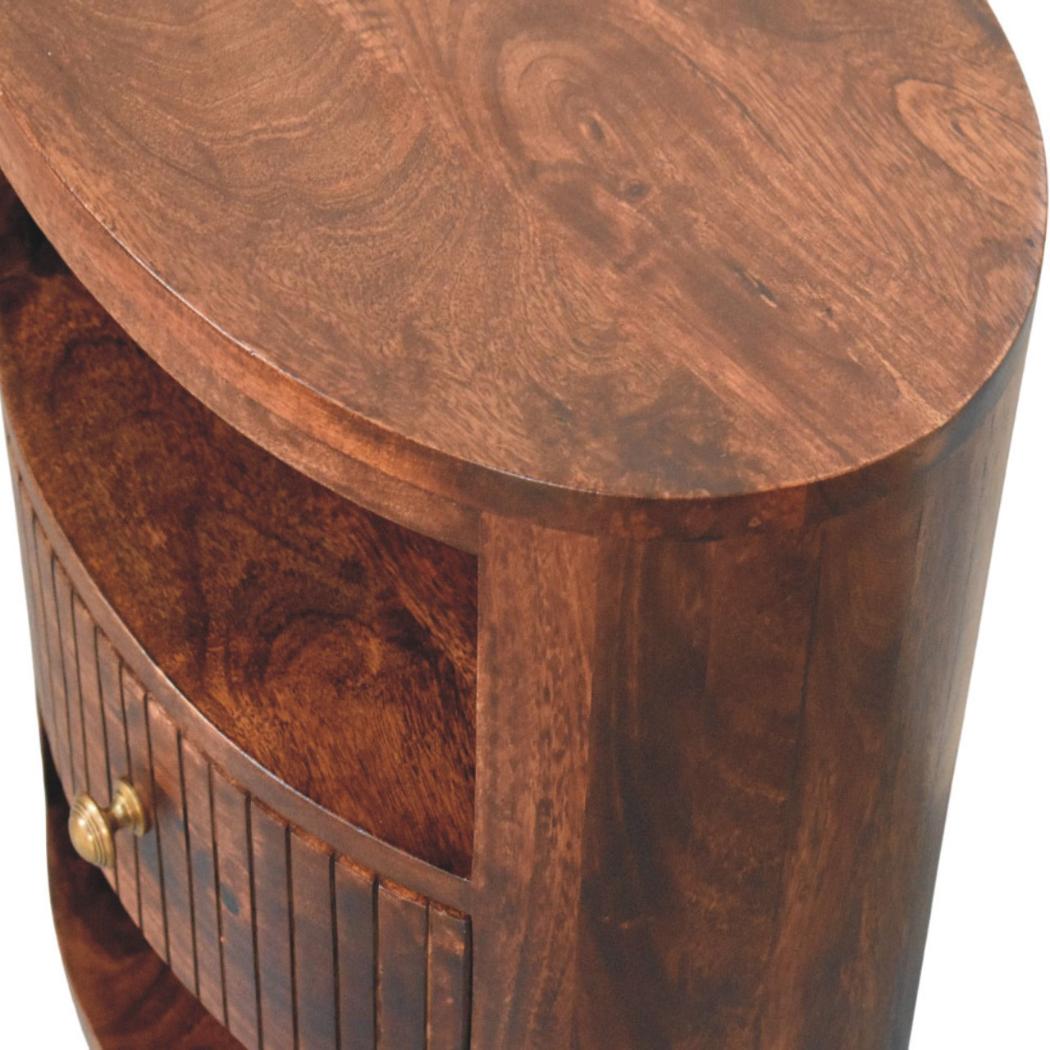 Bordeaux Bedside Table | Solid Mango Wood | Chestnut Finish | Compact Bedroom Storage