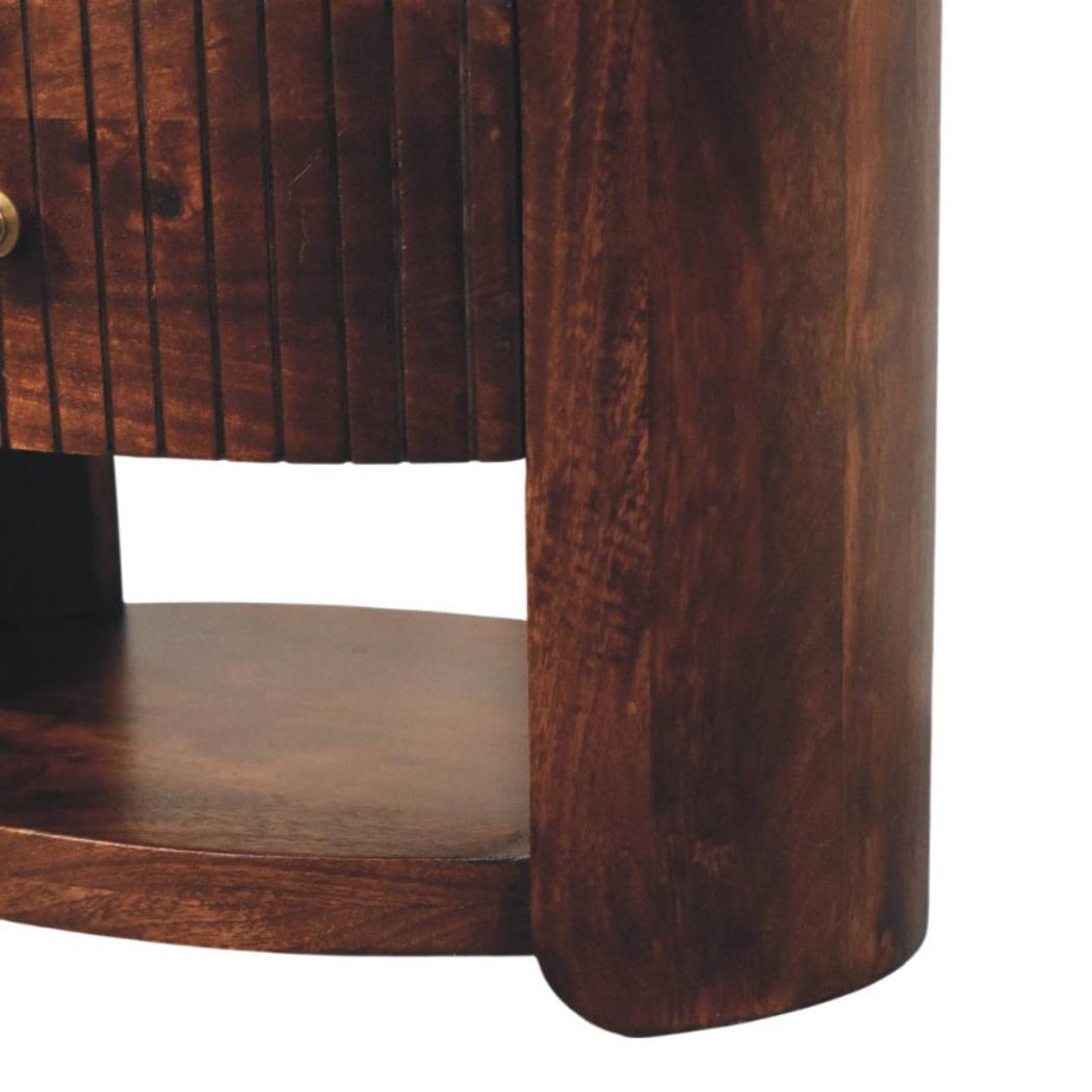 Bordeaux Bedside Table | Solid Mango Wood | Chestnut Finish | Compact Bedroom Storage