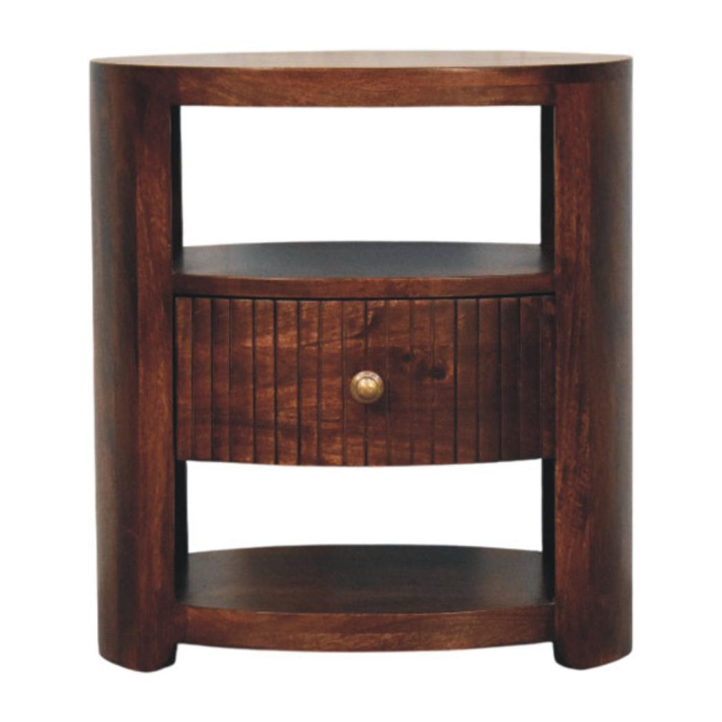 Bordeaux Bedside Table | Solid Mango Wood | Chestnut Finish | Compact Bedroom Storage