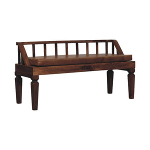 Bordeaux Leather Bench | Solid Mango Wood | Brown Leather Upholstery | Padded Hallway Seat