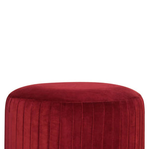 Bordeaux Pleated Velvet Footstool | Wine Red Cotton Velvet | Gold Brass Base