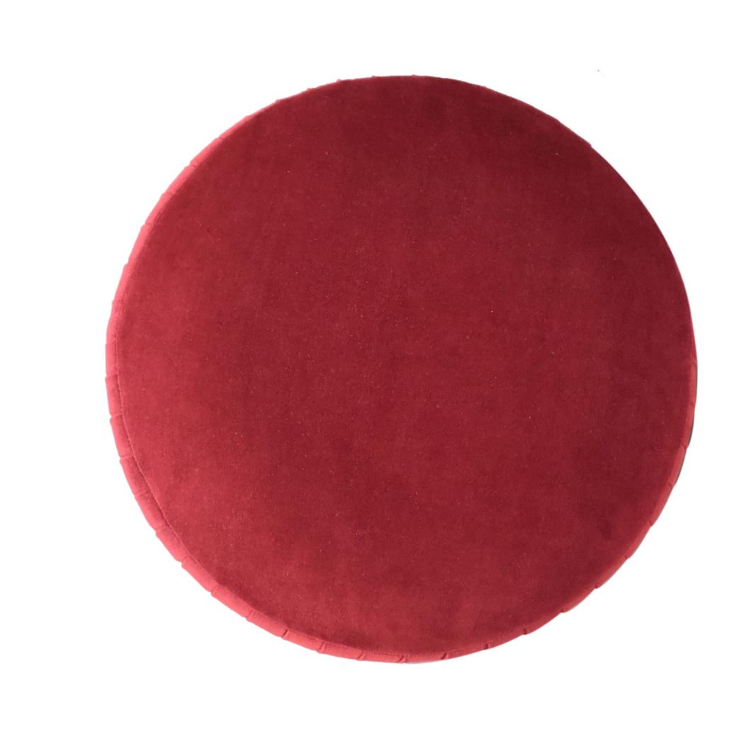 Bordeaux Pleated Velvet Footstool | Wine Red Cotton Velvet | Gold Brass Base