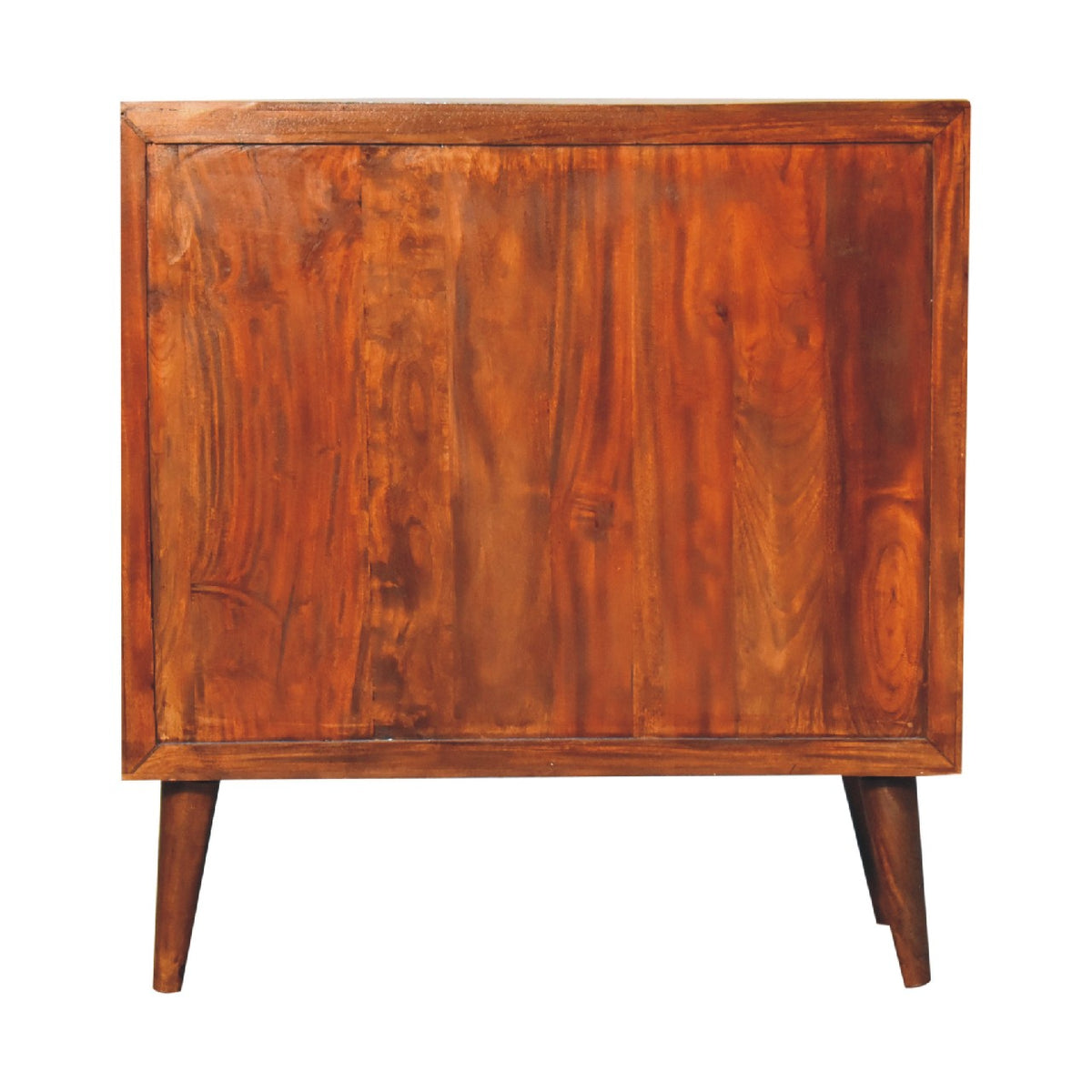Botanic Floral Storage Cabinet | Solid Neem Wood | Chestnut Finish | Carved Door Storage