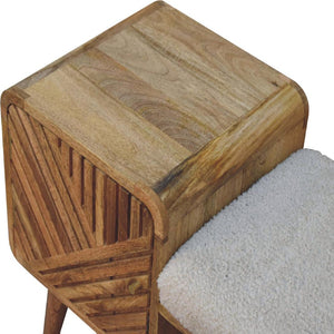 Boucle Carved Telephone Table | Cream Bouclé Upholstery | Cream | Artisan-Crafted Design