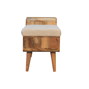 Boucle Carved Telephone Table | Cream Bouclé Upholstery | Cream | Artisan-Crafted Design