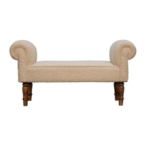 Bouclé Cream Bench | Textured Upholstery | Bedroom & Living Room Seating