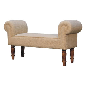 Bouclé Cream Bench | Textured Upholstery | Bedroom & Living Room Seating