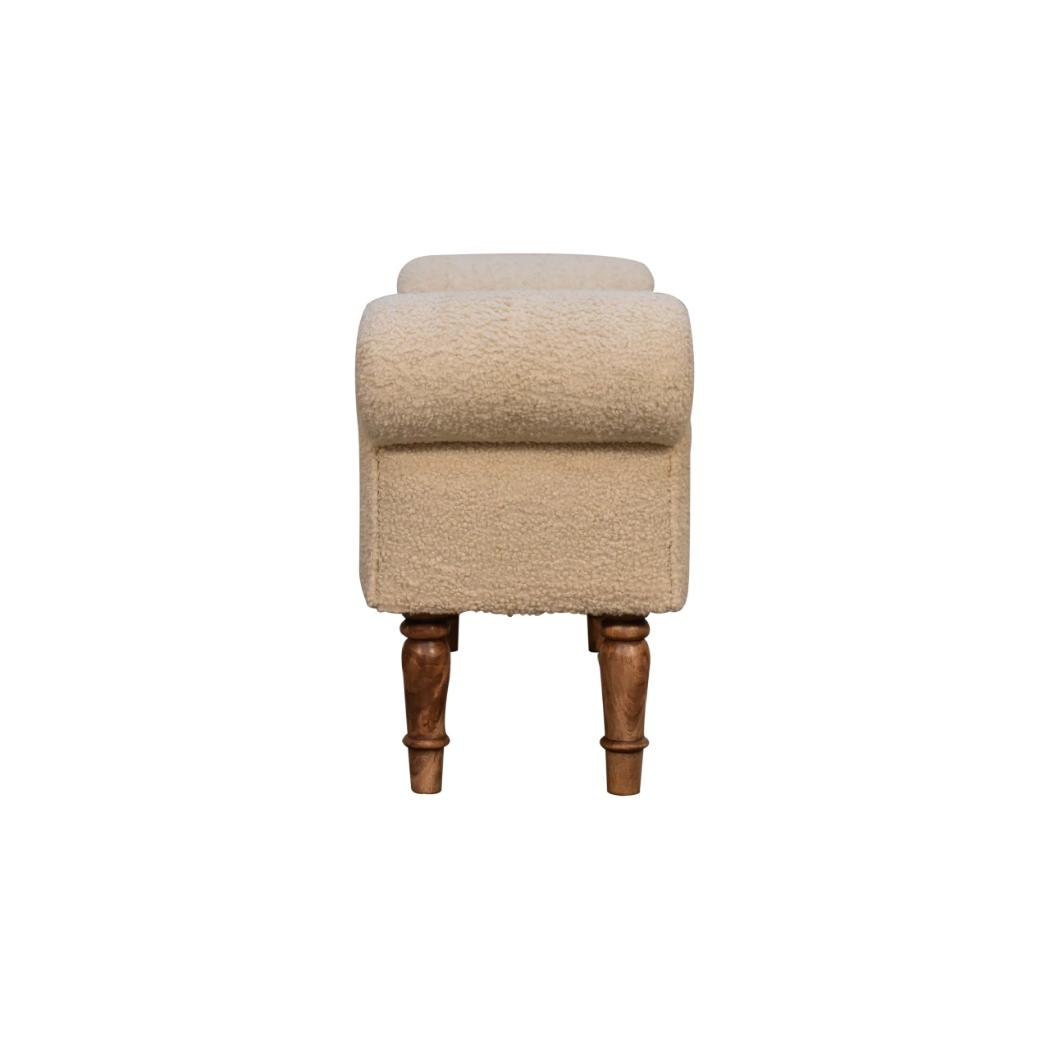 Bouclé Cream Bench | Textured Upholstery | Bedroom & Living Room Seating