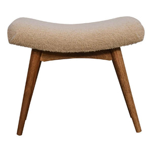 Bouclé Cream Curved Bench | Textured Upholstery | Sculptural Accent Seating