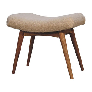 Bouclé Cream Curved Bench | Textured Upholstery | Sculptural Accent Seating