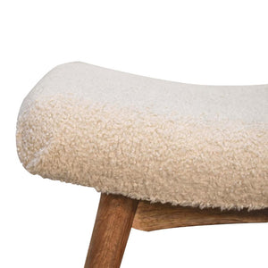 Bouclé Cream Curved Bench | Textured Upholstery | Sculptural Accent Seating