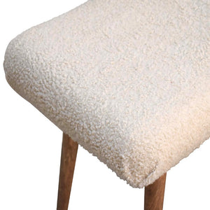 Bouclé Cream Curved Bench | Textured Upholstery | Sculptural Accent Seating