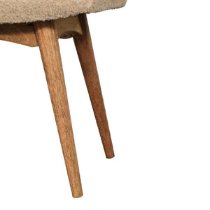 Bouclé Cream Curved Bench | Textured Upholstery | Sculptural Accent Seating