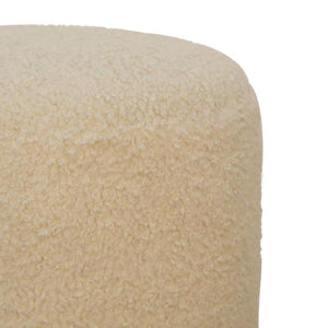 Bouclé Cream Round Footstool | Textured Upholstery | Compact Accent Stool