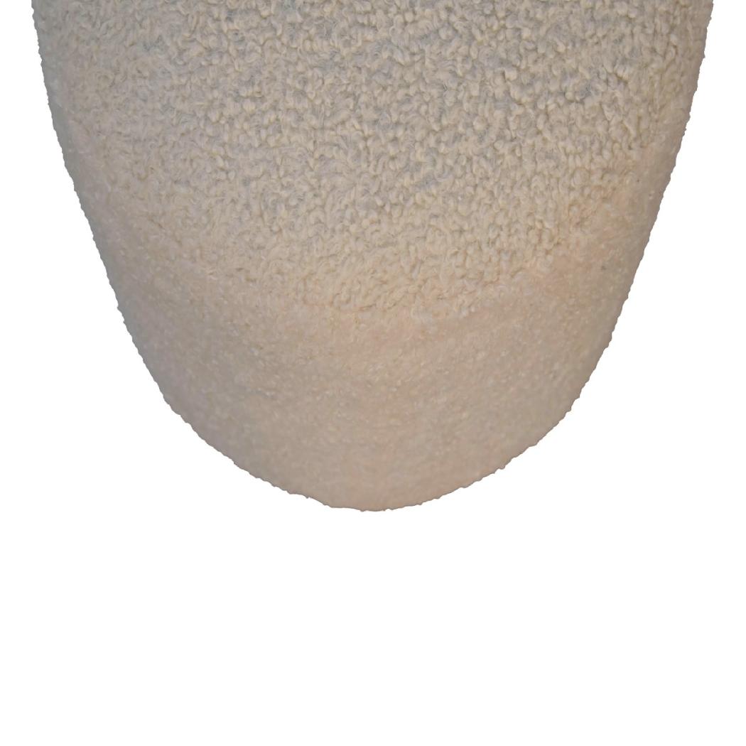 Bouclé Cream Round Footstool | Textured Upholstery | Compact Accent Stool