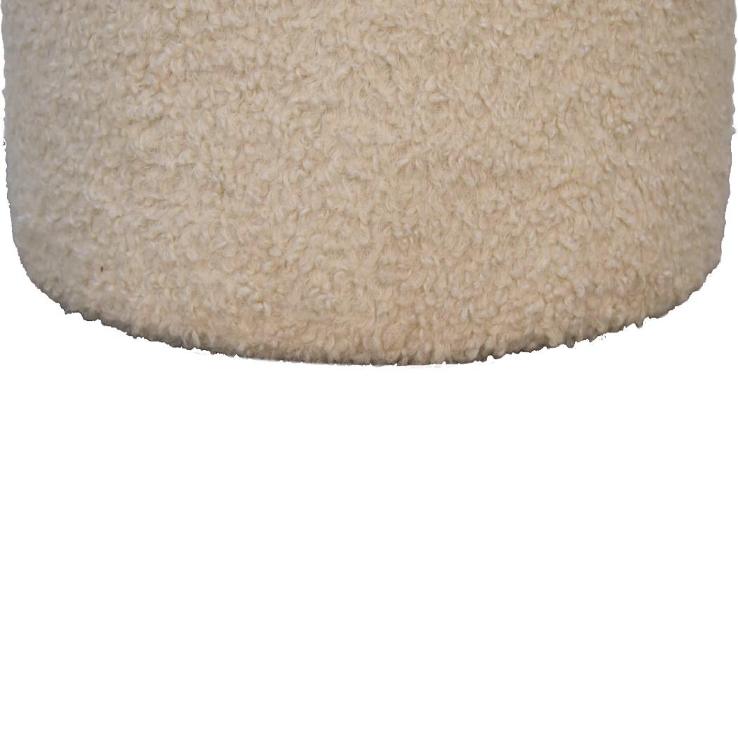 Bouclé Cream Round Footstool | Textured Upholstery | Compact Accent Stool
