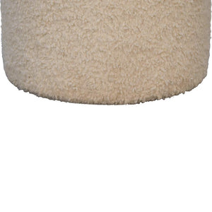 Bouclé Cream Round Footstool | Textured Upholstery | Compact Accent Stool