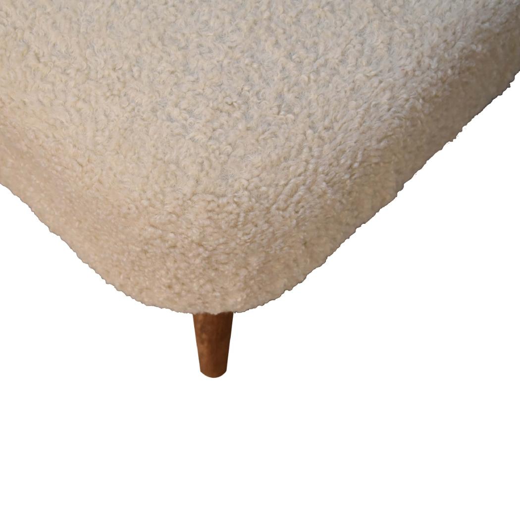 Bouclé Cream Square Footstool | Textured Upholstery | Compact Accent Stool