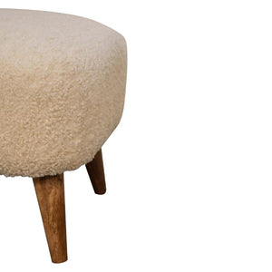 Bouclé Cream Square Footstool | Textured Upholstery | Compact Accent Stool