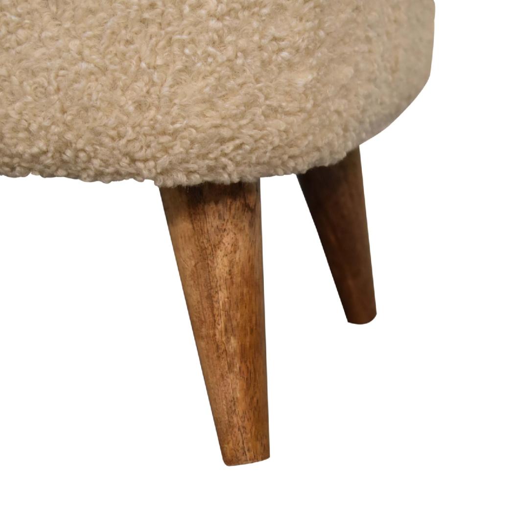 Bouclé Cream Square Footstool | Textured Upholstery | Compact Accent Stool