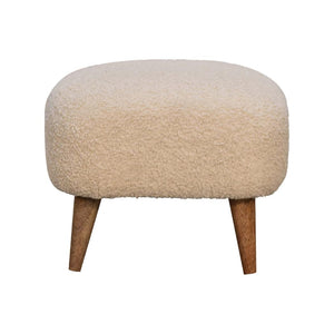 Bouclé Cream Square Footstool | Textured Upholstery | Compact Accent Stool