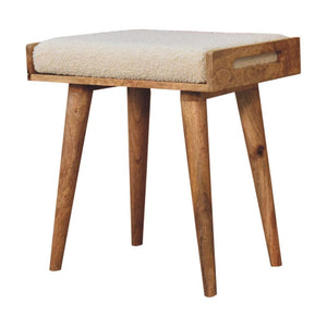 Boucle Cream Tray Style Footstool | Cream Bouclé Upholstery | Artisan-Crafted Design